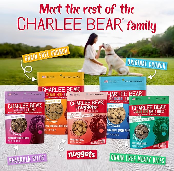 Charlee Bear Original Crunch Beef Liver Dog Treats,16 oz - Made in The USA,Natural Training Treats for Dogs,(Pack of 2)