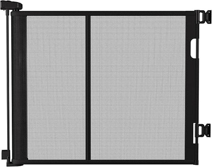 71 inches Extra Wide Retractable Baby Gate, 34 inches Tall Pet Gate for Stairs, Hallways, Kitchens, Safety Mesh Barrier for Kids and Dogs, Indoor Outdoor Use, Black