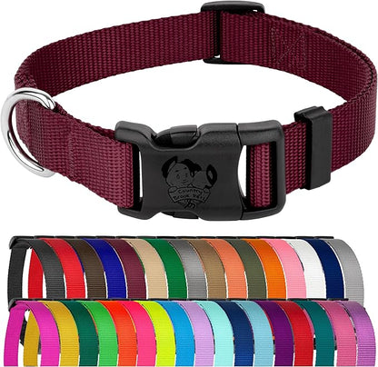Country Brook Petz - Everyday Nylon Dog Collar for Large, Medium, and Small Dogs and Puppies - for Everyday Use in 10+ Warm Colors (Small, 3/4 Inch Wide, Burgundy)