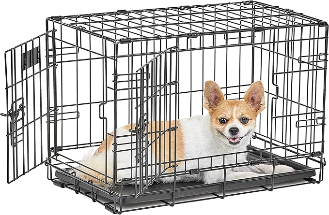 MidWest Homes for Pets 22-Inch LifeStages Crate for Extra-Small Breeds, Up to 15 lbs, Double Door Folding Dog Crate with Divider Panel, Leak-Proof Tray & Secure Latch, Heavy-Duty & Easy to Assemble