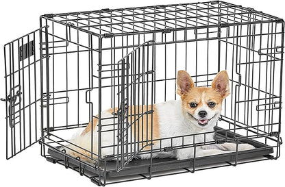 MidWest Homes for Pets 22-Inch LifeStages Crate for Extra-Small Breeds, Up to 15 lbs, Double Door Folding Dog Crate with Divider Panel, Leak-Proof Tray & Secure Latch, Heavy-Duty & Easy to Assemble