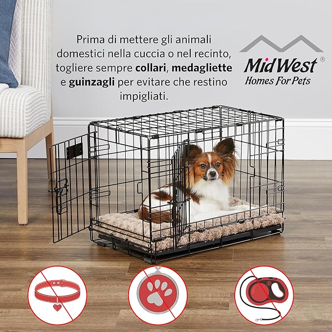 MidWest Homes for Pets 36-Inch LifeStages Crate for Medium-Large Breeds, 41-70 lbs, Double Door Folding Dog Crate with Divider Panel, Leak-Proof Tray & Secure Latch, Heavy-Duty & Easy to Assemble