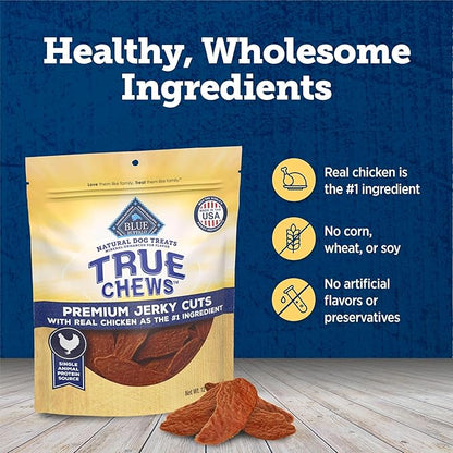 Blue Buffalo True Chews Premium Jerky Cuts Dog Treats, Made in the USA with Natural Ingredients, Chicken, 12-oz Bag