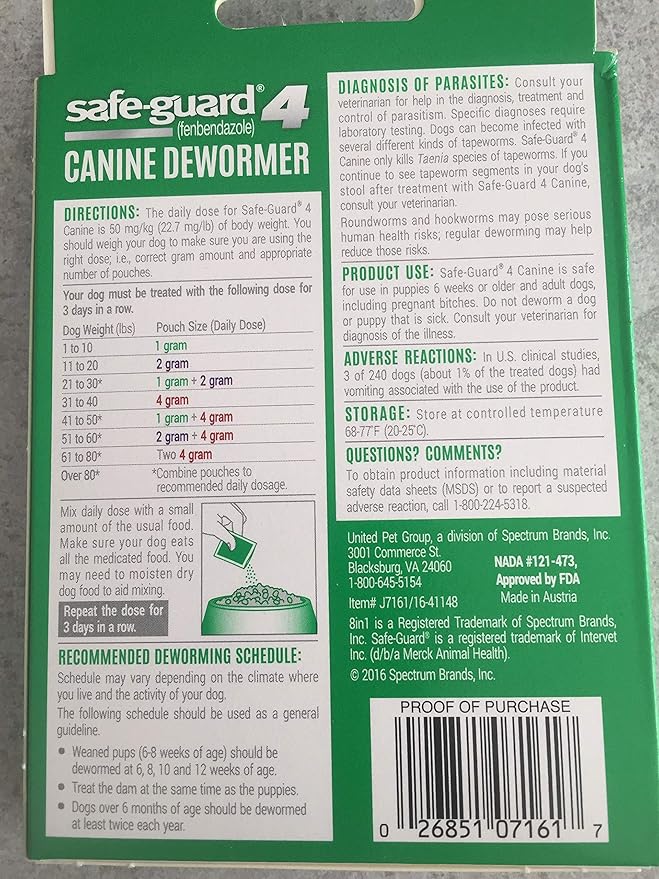 8 in 1 Safe-Guard 4 Dewormer for Small Dogs