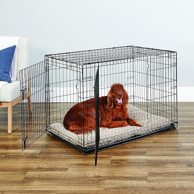 Midwest Homes for Pets 42-Inch New World Crate for Large Breeds, 71-90 lbs, Double Door Folding Dog Crate, Leak-Proof Tray & Secure Latches, Portable, Durable & Easy to Assemble