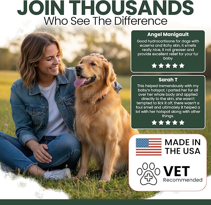 Chew + Heal Labs Hydrocortisone Lotion for Dogs - 4 oz Anti Itch Cream for Irritated Skin, Flea Bites, Itching, and More - Made in the USA