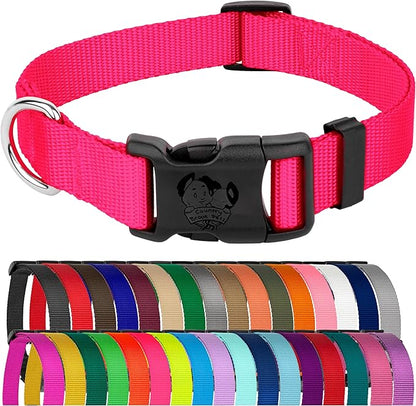 Country Brook Petz - Everyday Nylon Dog Collar for Large, Medium, and Small Dogs and Puppies - for Everyday Use in 10+ Warm Colors (Medium, 3/4 Inch Wide, Hot Pink)