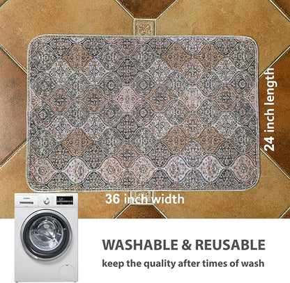 nunubaby Washable Pee Pads for Dogs, Stylish, Non-Slip and Leak-Proof Pee Pads. Reusable Potty Pads for Dogs for Crates and Floors.(Brown/Multi, 24" x36" )