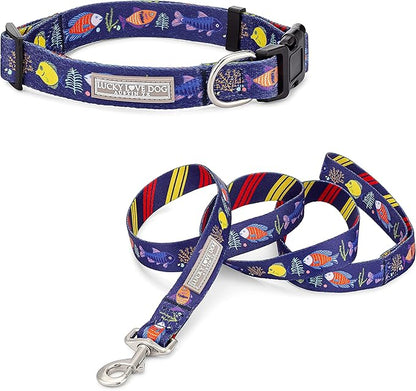 Lucky Love Dog - Easy Click Buckle Dog Collar with Leash Set Combo, Durable & Comfortable for Male & Female Dogs, Pet Collar for Small Dogs, Secure Fit - Mackey Combo, XS