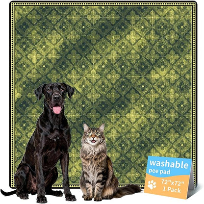 Washable Pee Pads for Dogs, Reusable Puppy Potty Training Pads, Ultra-Absorbent Thick Waterproof Leak-Proof Non-Slip Pads & Mat for Crate, Playpen, Floor, Whelping & Housebreaking , 1 Pack 72"x72"