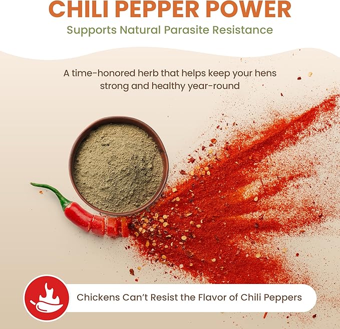 Natural Chicken Dewormer Chili Mix Powder (1 lb) | Herbal Poultry Wormer & Parasite Support for Laying Hens | Egg-Safe Chicken Dewormer for Backyard Flocks | 1 lb Bag