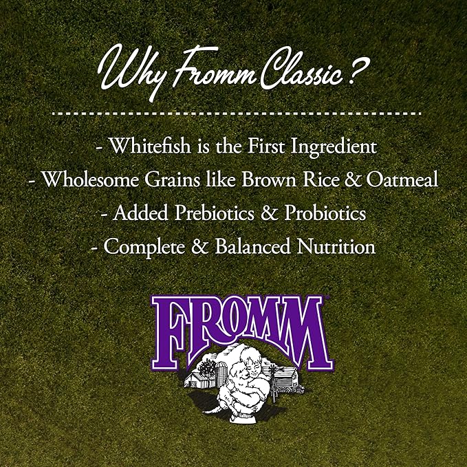 Fromm Classic Adult Whitefish & Rice Dog Food - Premium Dry Dog Food for Large, Medium, & Small Breeds - Whitefish & Rice Recipe - 15 lb