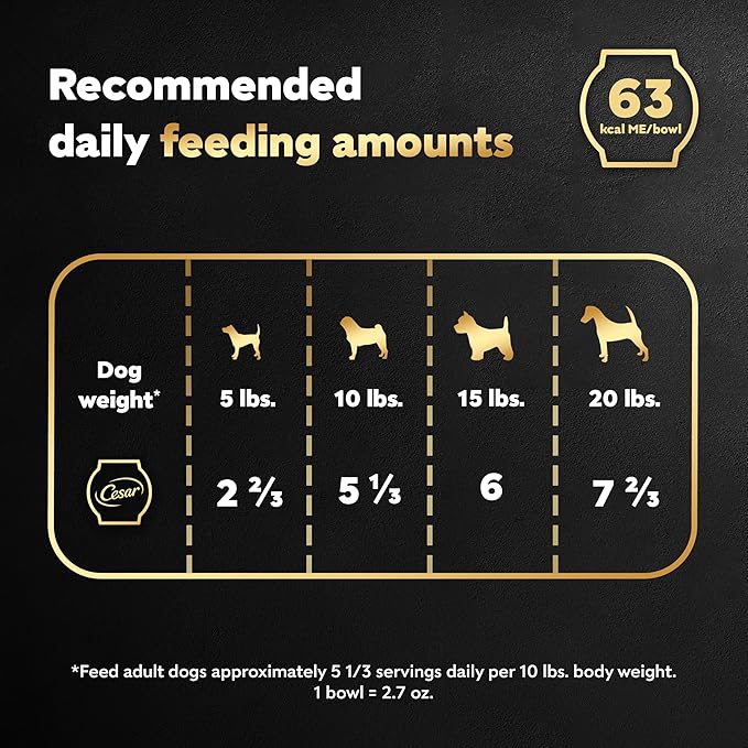 Cesar Warm Bowls Wet Dog Food Roasted Chicken Entree with Sweet Potatoes & Broccoli in Broth, Wet Food for Dogs, 2.7 oz. Bowls, 10 Count