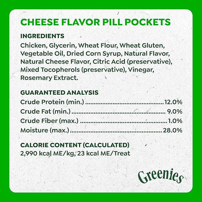 Greenies Pill Pockets for Dogs Large Size, Dog Treat Pouch for Capsule Medication, Cheese Flavor, 7.9 oz. Pouch