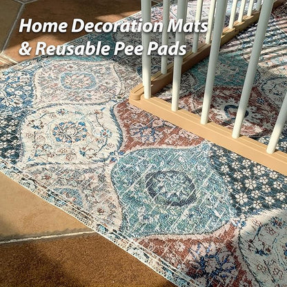 nunubaby Washable Pee Pads for Dogs, Stylish, Non-Slip and Leak-Proof Pee Pads. Reusable Potty Pads for Dogs for Crates and Floors.(Dark Red/Multi, 36" x36" )
