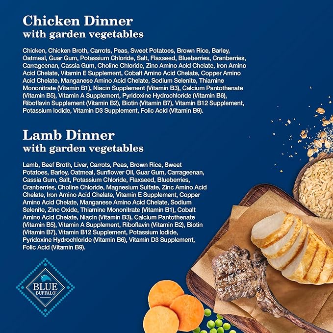 Blue Buffalo Homestyle Recipe Chicken and Lamb Wet Dog Food for Adult Dogs, 12.5 oz. Cans, 6 Count Variety Pack