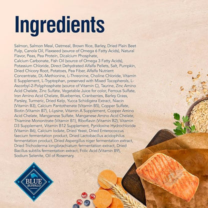 Blue Buffalo True Solutions Skin & Coat Care Natural Dry Dog Food for Adult Dogs, Salmon, 4-lb. Bag