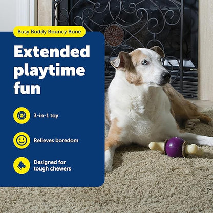 PetSafe Busy Buddy Bouncy Bone - 3-in-1 Adjustable Slow Feeder Toy with Refillable Treat Rings - Cleans Teeth & Gums, Cures Boredom & Slows Down Eating Habits - Large - for Dogs 75+ lb