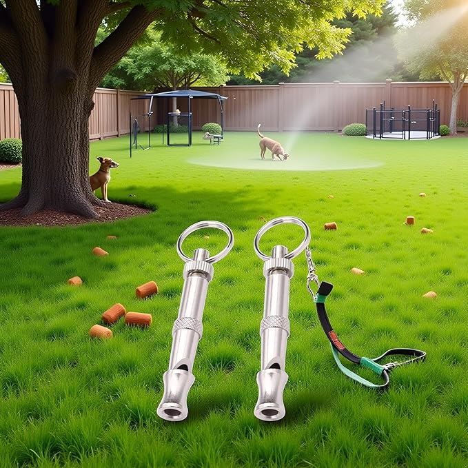 2Pcs Silver Adjustable Ultrasonic Dog Whistle,Portable Whistle Pet Whistle Supersonic Whistle Dog Whistles for Pet Training，Training and Behavior Aids，Dog Whistles