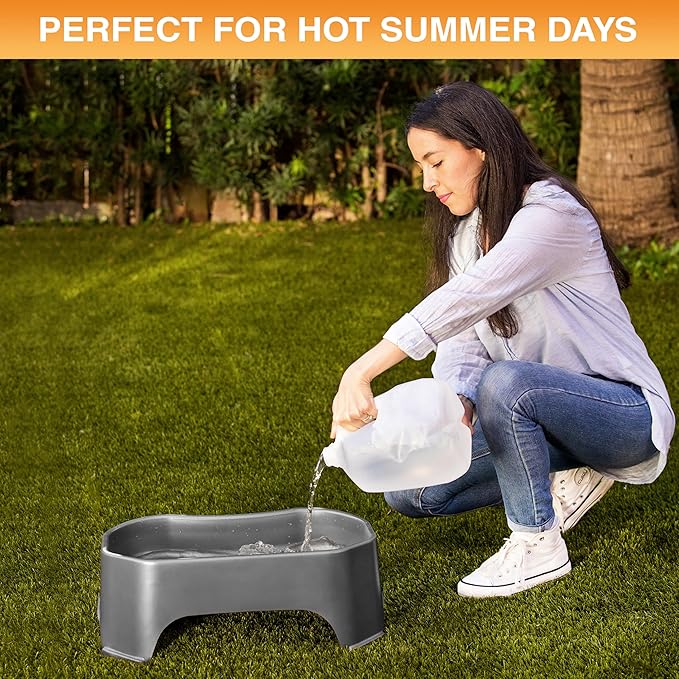Neater Pet Brands Extra Large Water Bowl for Dogs, Outdoor Dog Water Bowl (2.25 Gallon XL Capacity), Big Trough Style Food Dish for Indoors or Outside, No Spill Large Dog Bowls, Gunmetal Grey