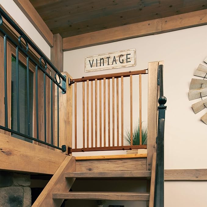 Evenflo Walk-Thru Top of Stairs Baby Gate, Farmhouse Collection