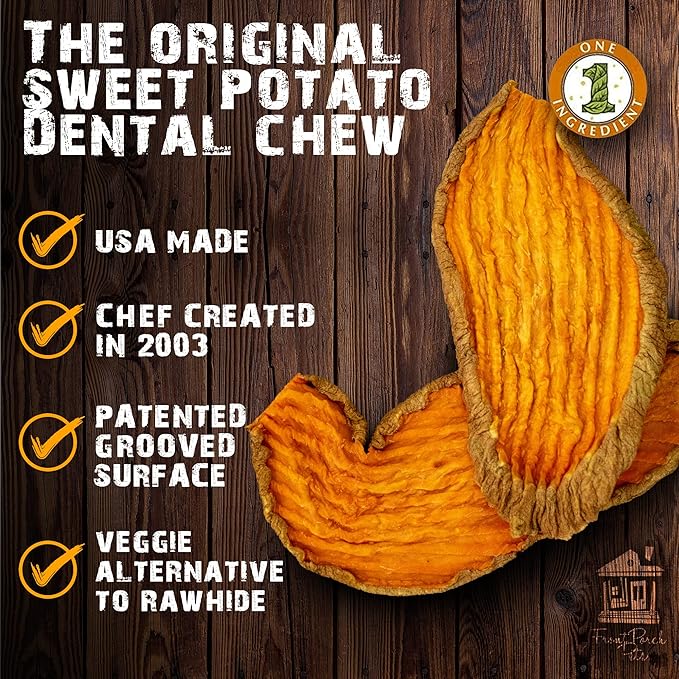Sam's Yams Sweet Potato Dog Chewz 14oz Bags-Veggie Rawhide,3-Pack