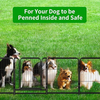 Kfvigoho Dog Playpen Outdoor Extra Wide 16 Piece Panels Heavy Duty Dog Fence 24" Height Anti-Rust with Doors Portable for RV Camping Yard, Total 29FT, 68 Sq.ft, Snowy Black
