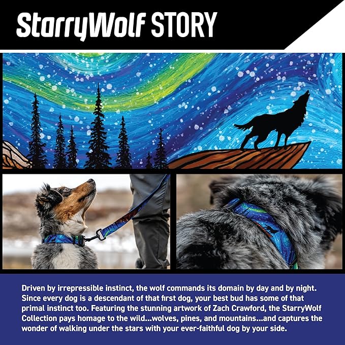 Wolfgang Heavy Duty Adjustable Dog Harness, Pull-Tested for Walking & Training, StarryWolf Print, Small