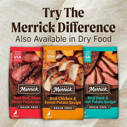 Merrick Grain Free Premium and Natural Canned Dog Food,Soft and Healthy Wet Recipe,Real Chicken Dinner - 12.7 oz. Cans,(Pack of 24)