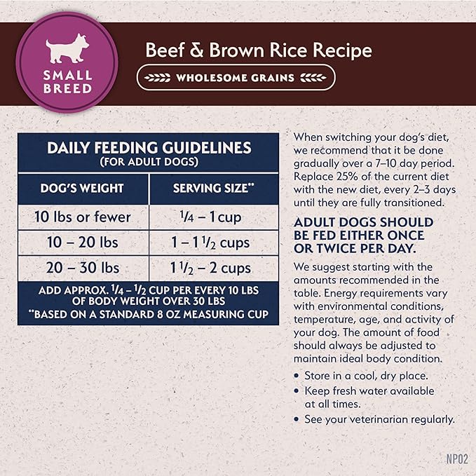 Natural Balance Limited Ingredient Small-Breed Adult Dry Dog Food with Healthy Grains, Beef & Brown Rice, 4 Pound (Pack of 1)