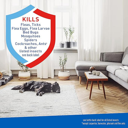 ADAMS Flea & Tick Home Spray for Indoor House Treatment, Kills Bed Bugs, Fleas, & Ticks, for Carpet, Furniture & Pet Bedding, Controls Fleas, Ticks, Bed Bugs, Cockroaches, Spiders & Mosquitoes, 8 oz