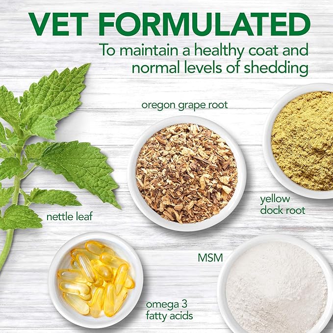 Vet's Best Healthy Coat Shed & Itch Relief Dog Supplements | Relieve Dogs Skin Irritation and Shedding Due to Seasonal Allergies or Dermatitis | 50 Chewable Tablets,(Pack of 2)