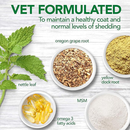 Vet's Best Healthy Coat Shed & Itch Relief Dog Supplements | Relieve Dogs Skin Irritation and Shedding Due to Seasonal Allergies or Dermatitis | 50 Chewable Tablets,(Pack of 2)
