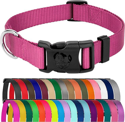 Country Brook Petz - Everyday Nylon Dog Collar for Large, Medium, and Small Dogs and Puppies - for Everyday Use in 10+ Warm Colors (Small, 3/4 Inch Wide, Rose)