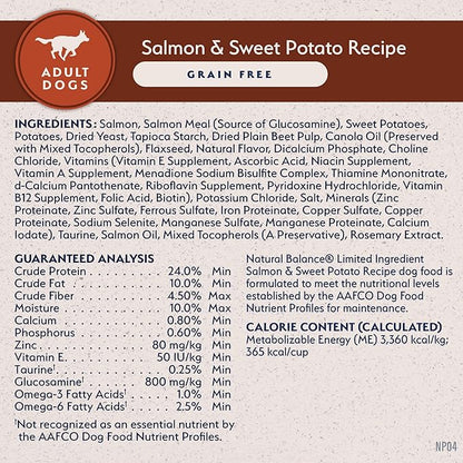 Natural Balance Limited Ingredient Grain Free Salmon & Sweet Potato Dry Dog Food, Sensitive Stomach, 4 lb (Pack of 1)