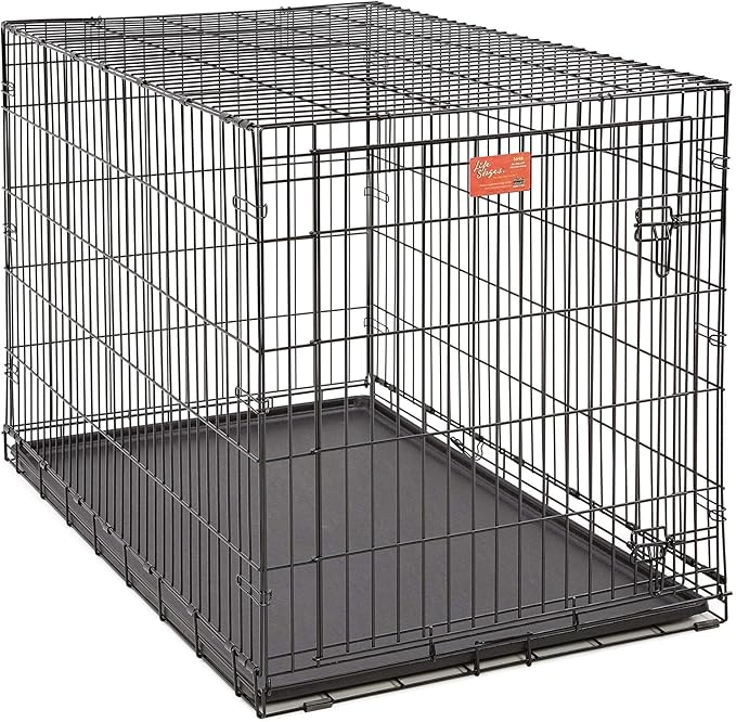 MidWest Homes for Pets 48-Inch LifeStages Crate for Extra-Large Breeds, 90-110 lbs, Single Door Folding Dog Crate with Divider Panel, Leak-Proof Tray & Secure Latch, Heavy-Duty & Easy to Assemble