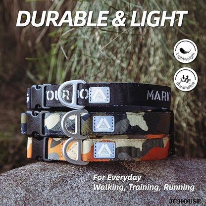 Soft Padded Dog Collar, Neck 16’’-25’’Adjustable Heavy Duty Collar with 3M Reflective Logo for Medium, Large Dogs, Camo Green, L