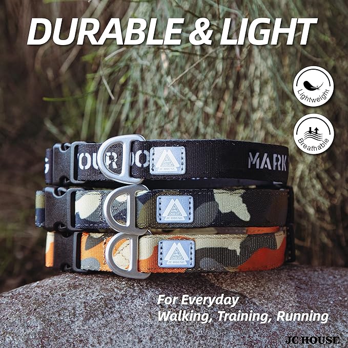 Soft Padded Dog Collar, Neck 9’’-14’’, Adjustable Heavy Duty Collar with 3M Reflective Logo for Small Dogs, Camo Green, S