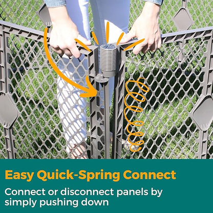 MyPet North States Petyard Plus: 3 Ft. Wide Folding Dog Playpen Indoor or Outdoor. 4-Panel Freestanding Play Pen Dog Gate Made in USA. 26" Tall, Fieldstone