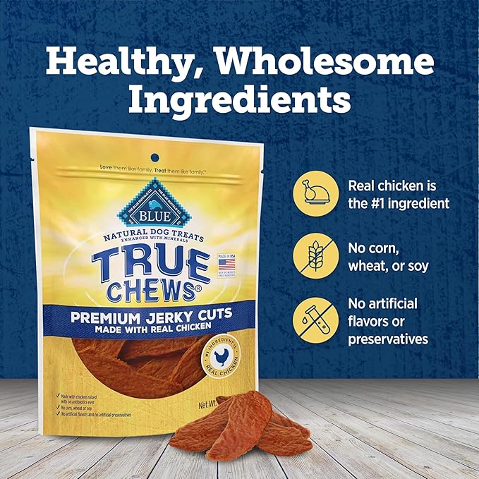 Blue Buffalo True Chews Premium Jerky Cuts Dog Treats with Natural Ingredients Chicken (Pack of 2)