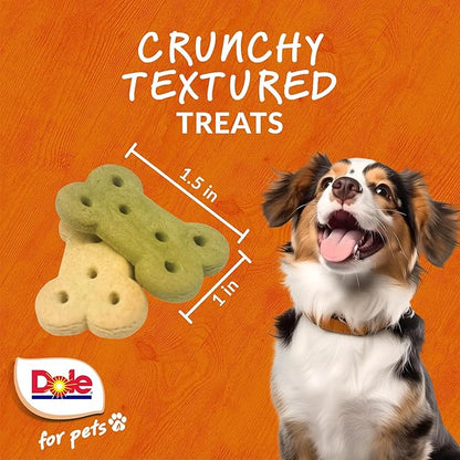Dole for Pets Dog Biscuits Assorted Spinach + Pumpkin Mix, Real Vegetable Flavor Vegan Crunchy Treats, No Wheat Corn Soy or Artificial Additives, Bite Size Training Snacks for Dogs, 7 Oz