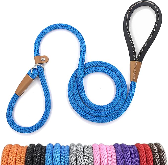 lynxking Dog Leash Slip Lead 5 6 8 FT Dog Training Leash Strong Heavy Duty Braided No Pull Training Lead for Small Medium Large Dogs