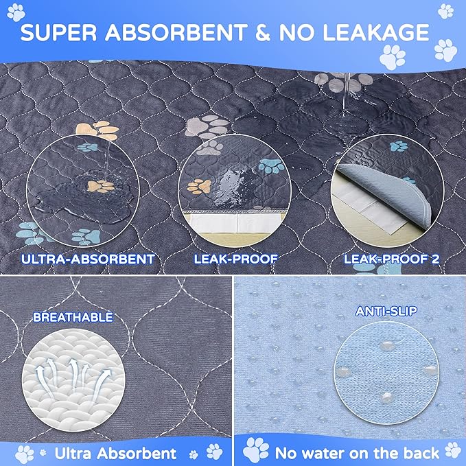 Aitmexcn Washable Puppy Dog Pee Pad, 4PCS 100% Waterproof Whelping Training Mat for Puppy/Senior Dog, Fast Drying Reusable Puppy Pads for Indoor, Outdoor and Car Travel- 32x36''