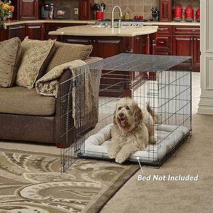 MidWest Homes for Pets 42-Inch LifeStages Crate for Large Breeds, 71-90 lbs, Single Door Folding Dog Crate with Divider Panel, Leak-Proof Tray & Secure Latch, Heavy-Duty & Easy to Assemble