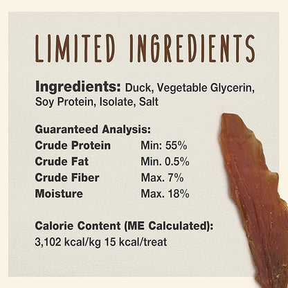 Cadet Gourmet Duck Breast Jerky Dog Treats, Healthy, Long-Lasting High-Protein Training Treats for Small & Large Dogs, 14 oz.