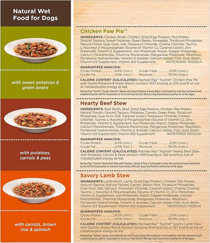Nutrish Rachael Ray Premium Natural Wet Dog Food, Savory Favorites Variety Pack, 8 Ounce Tub (Pack of 6)