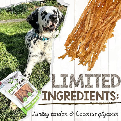 Nature Gnaws USA Turkey Tendons for Dogs (1Lb) - Delicious Grain Free Reward Snack for Small, Medium & Large Breeds - Premium Natural Dog Chew Treats