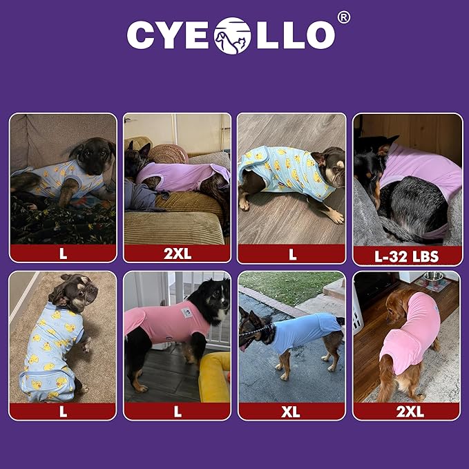 cyeollo Dog Surgery Recovery Suit Soft Breathable Female Male Pet Bodysuit for Spay, Neuter, Surgical Recovery Shirt for Small Medium Large Dogs, Pink, L