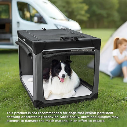 Lesure Shown on TODAY Show Soft Collapsible Dog Crate - 36 Inch Portable Travel Crate for Large Dogs Indoor & Outdoor, 4-Door Foldable Pet Kennel with Mesh Windows, Green