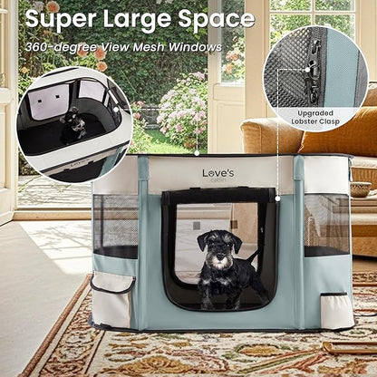 Love's cabin Pet Puppy Dog Playpen, Small Dog Tent Crates Cage Indoor/Outdoor, Portable Exercise Playpen for Cat, Foldable Pop Up Dog Kennel Playpen with Carring Case (S, Gray Green)